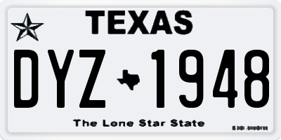 TX license plate DYZ1948