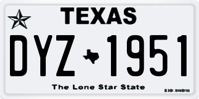 TX license plate DYZ1951