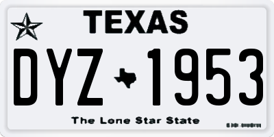 TX license plate DYZ1953
