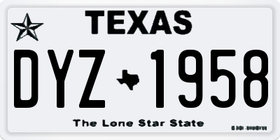 TX license plate DYZ1958