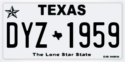 TX license plate DYZ1959