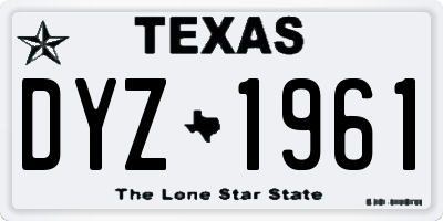 TX license plate DYZ1961