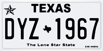 TX license plate DYZ1967