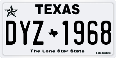 TX license plate DYZ1968