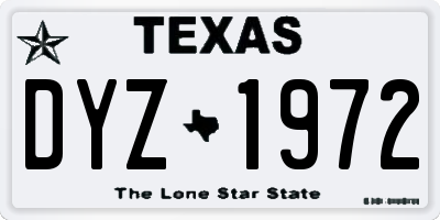 TX license plate DYZ1972