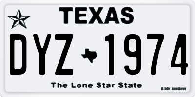 TX license plate DYZ1974