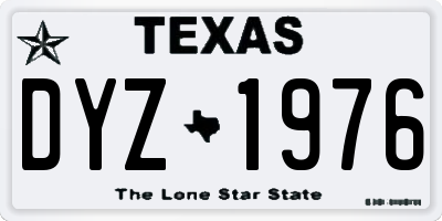 TX license plate DYZ1976