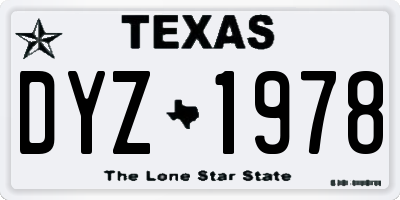 TX license plate DYZ1978