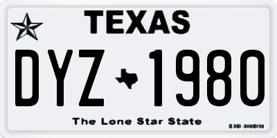 TX license plate DYZ1980