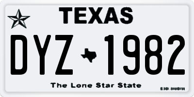 TX license plate DYZ1982