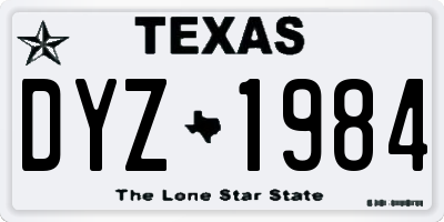 TX license plate DYZ1984