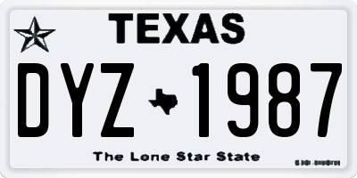 TX license plate DYZ1987