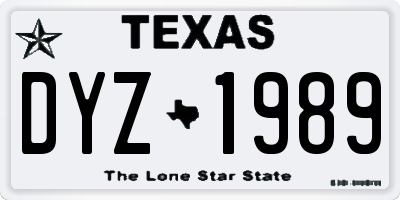 TX license plate DYZ1989