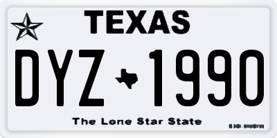 TX license plate DYZ1990