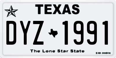 TX license plate DYZ1991