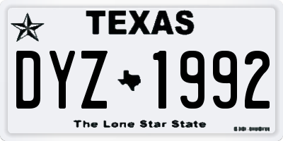TX license plate DYZ1992