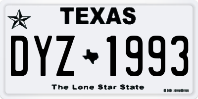 TX license plate DYZ1993