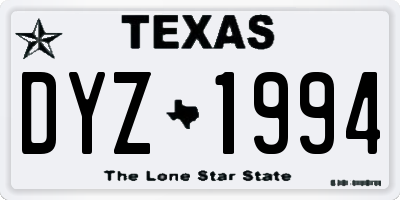 TX license plate DYZ1994