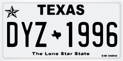 TX license plate DYZ1996