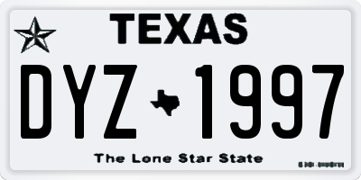 TX license plate DYZ1997