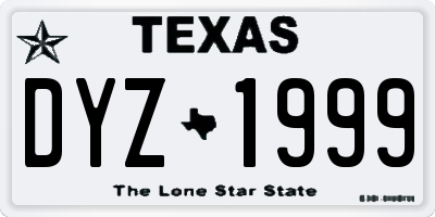TX license plate DYZ1999