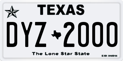 TX license plate DYZ2000
