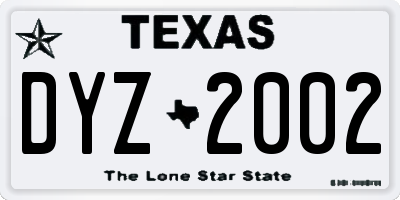 TX license plate DYZ2002