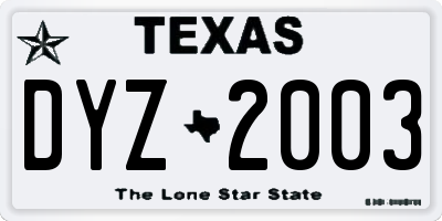 TX license plate DYZ2003