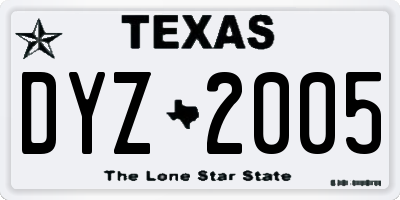 TX license plate DYZ2005