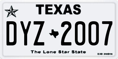 TX license plate DYZ2007
