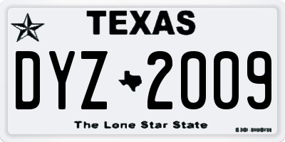 TX license plate DYZ2009
