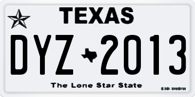 TX license plate DYZ2013
