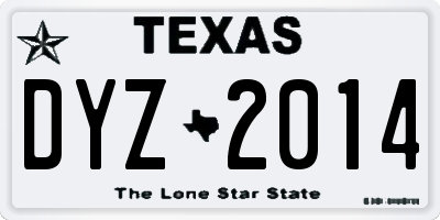 TX license plate DYZ2014