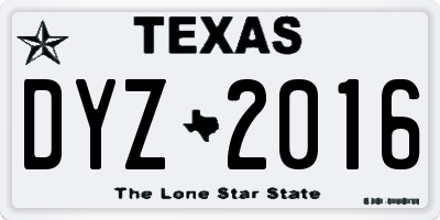 TX license plate DYZ2016