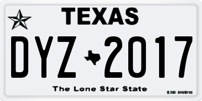 TX license plate DYZ2017