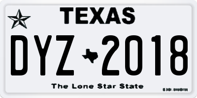 TX license plate DYZ2018