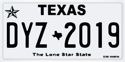 TX license plate DYZ2019
