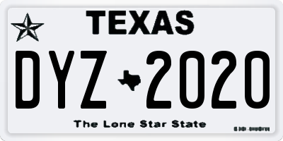 TX license plate DYZ2020