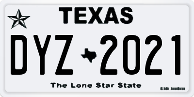 TX license plate DYZ2021
