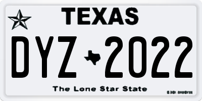TX license plate DYZ2022