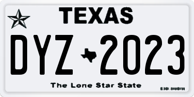 TX license plate DYZ2023