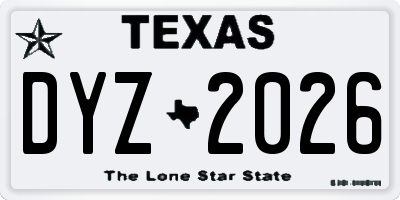 TX license plate DYZ2026
