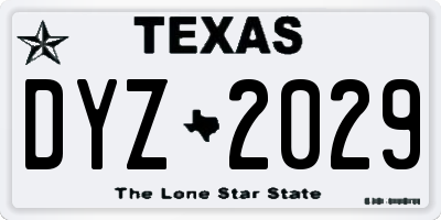TX license plate DYZ2029