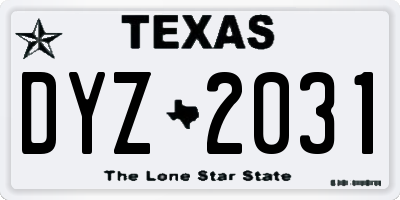 TX license plate DYZ2031