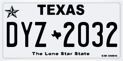 TX license plate DYZ2032
