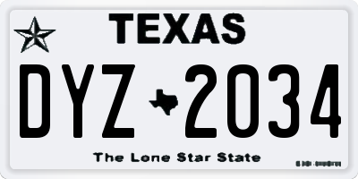 TX license plate DYZ2034