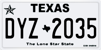 TX license plate DYZ2035