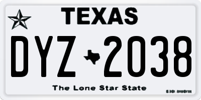 TX license plate DYZ2038