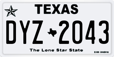 TX license plate DYZ2043