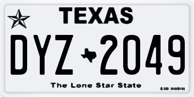 TX license plate DYZ2049